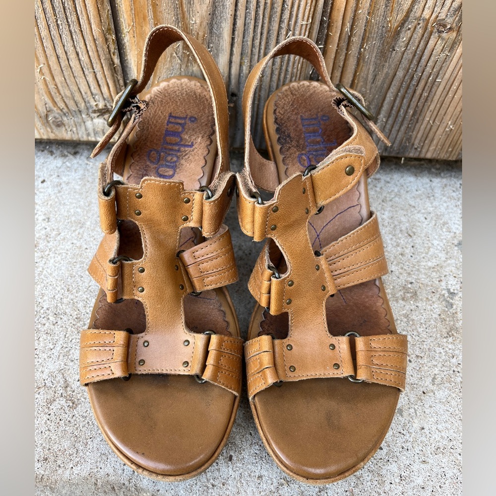 Indigo by Clarks Brown Leather WedgeSandals Women’s 6.5